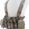 New Tactical Chest Vest Rig Adjustable X Harness with 5.56 9mm Snipe Mag Pouch for CS Shooting Wargame